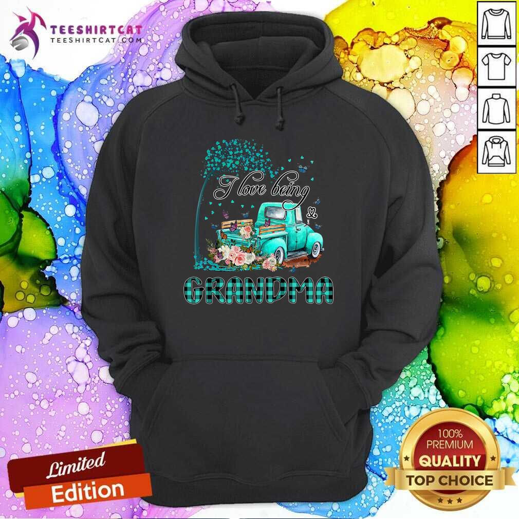 I Love Being Grandma Truck With Butterfly And Flowers Shirt