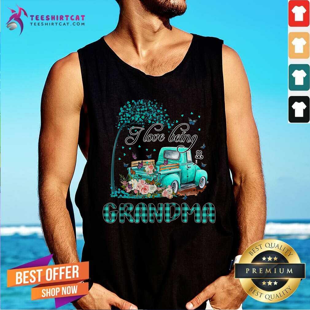 I Love Being Grandma Truck With Butterfly And Flowers Shirt