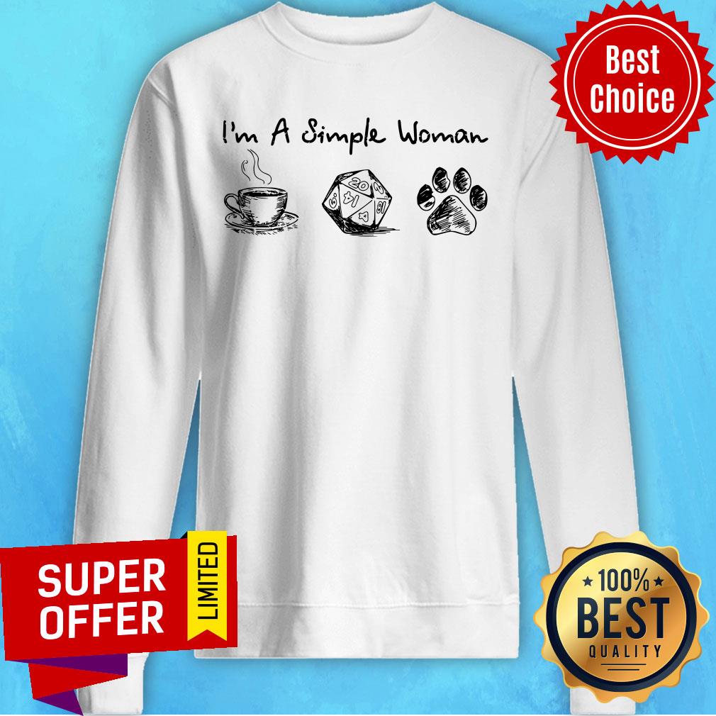 I'm A Simple Woman Coffee Dungeons Dragons And Dog Paw Shirt