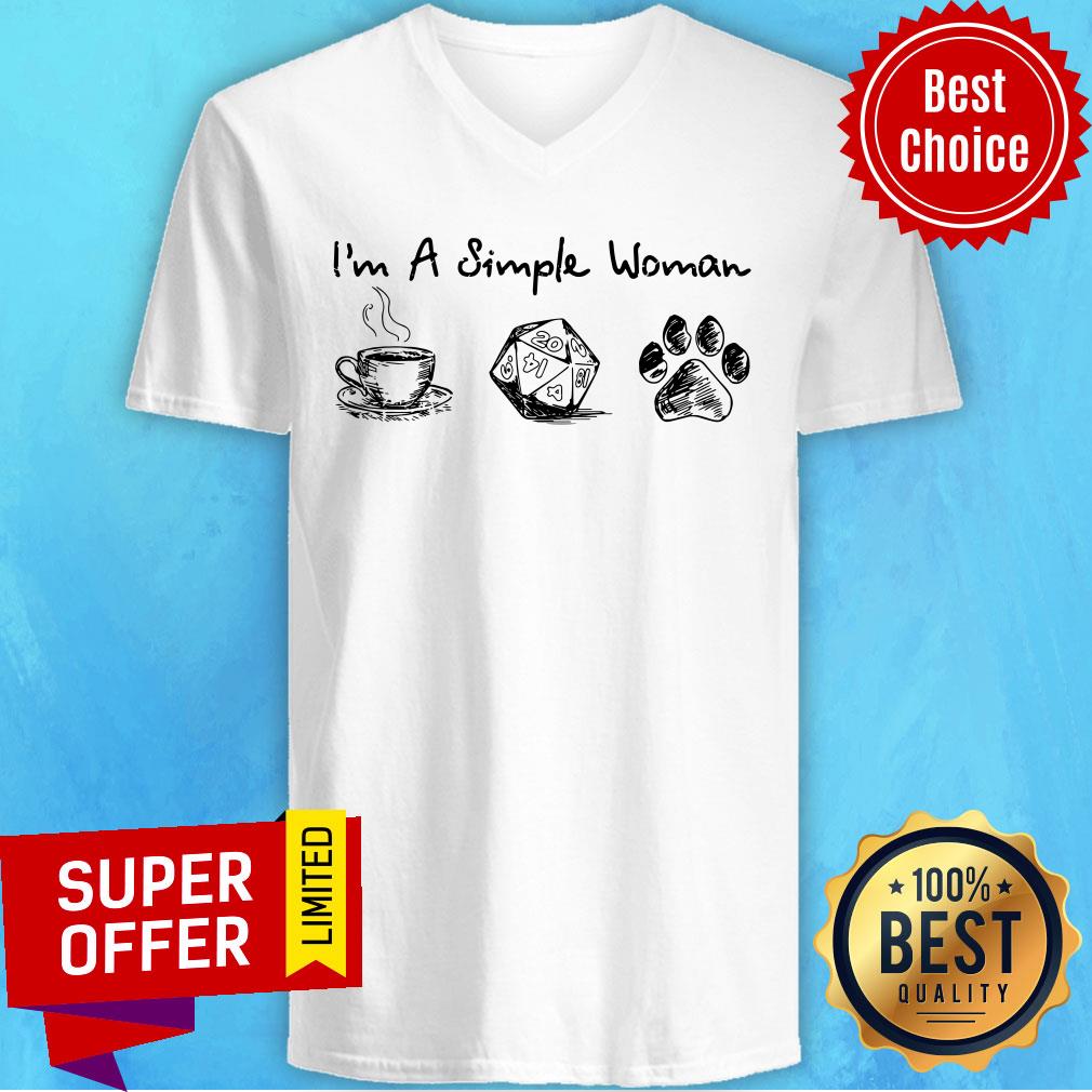I'm A Simple Woman Coffee Dungeons Dragons And Dog Paw Shirt