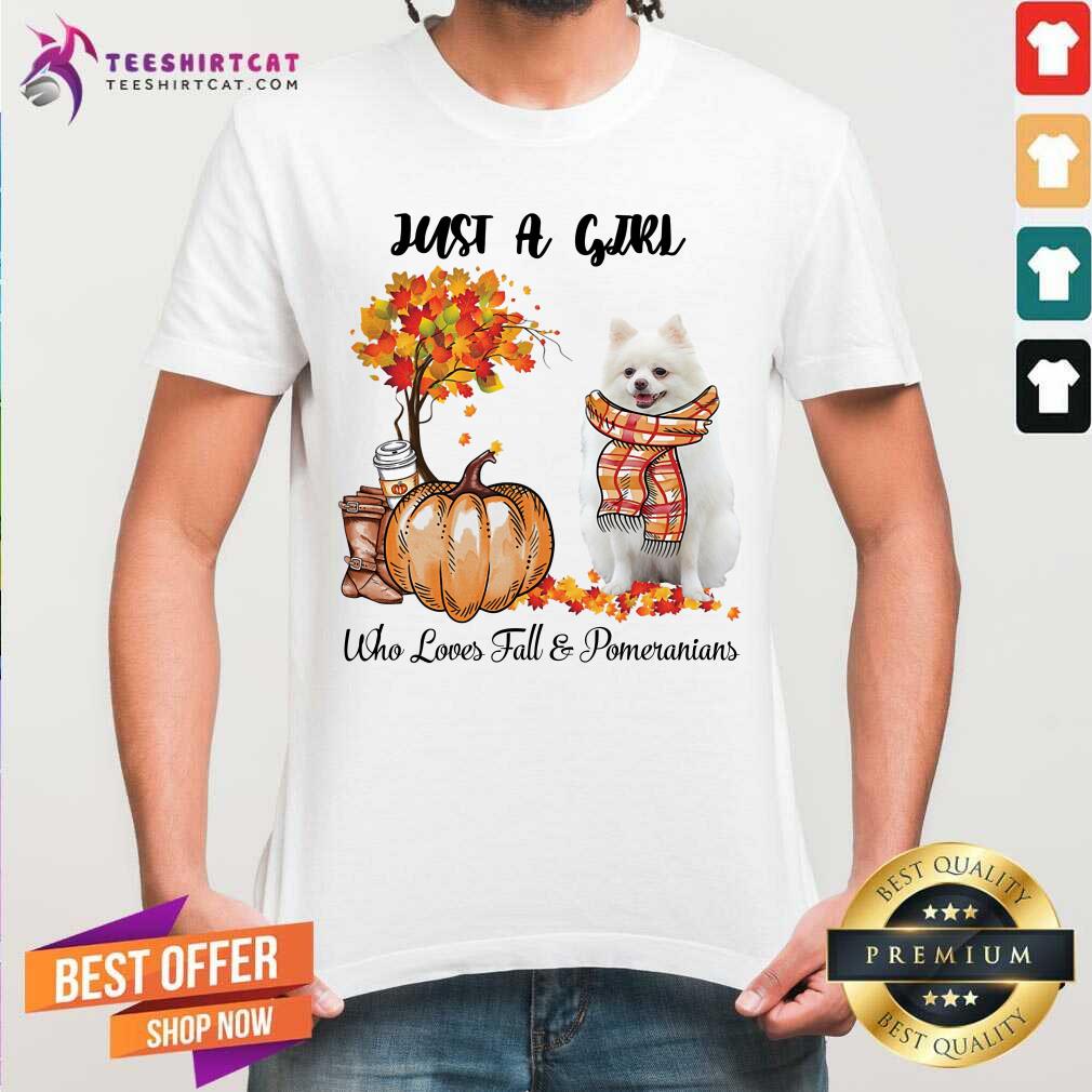 Just A Girl Who Loves Fall And Pomeranians Halloween Shirt