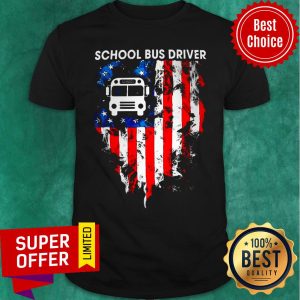 Nice School Bus Driver American Flag Shirt