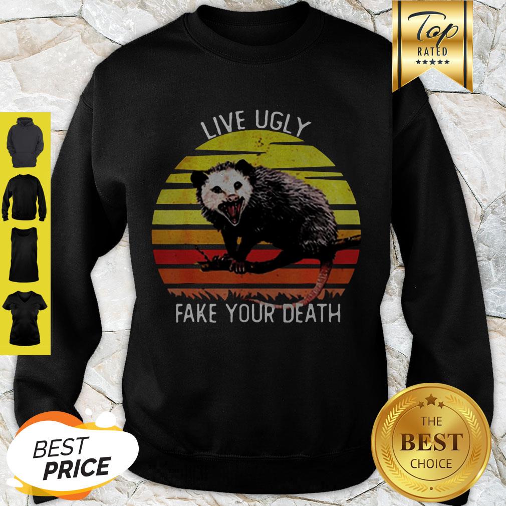Live Ugly Fake Your Death Opossum Sunset Shirt
