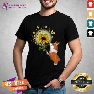 Nice Corgi Butterfly Sunflower Shirt