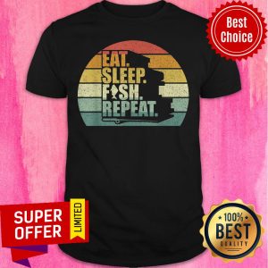 Vintage Retro Eat Sleep Fish Repeat Shirt