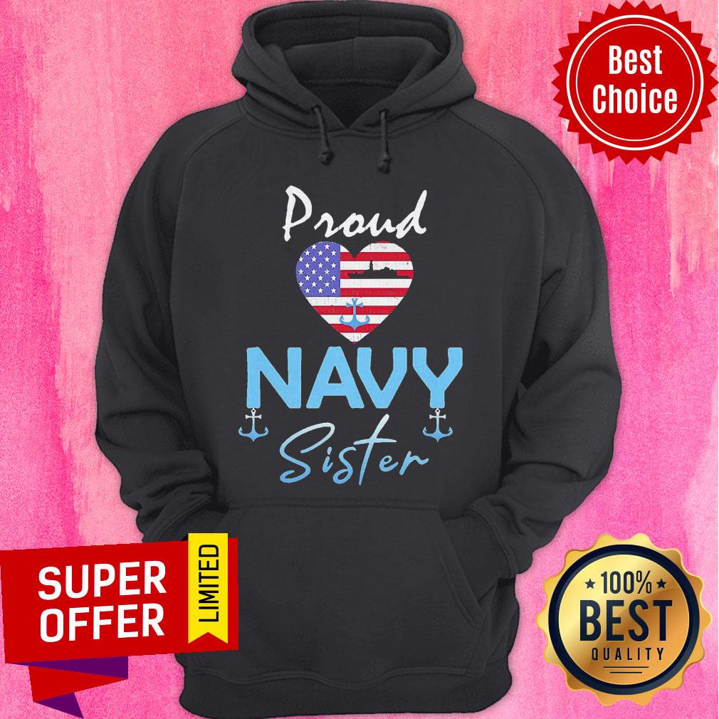 Navy US VeteranNavy Sister ShirtProud Navy Sister American Flag Heart Shirt