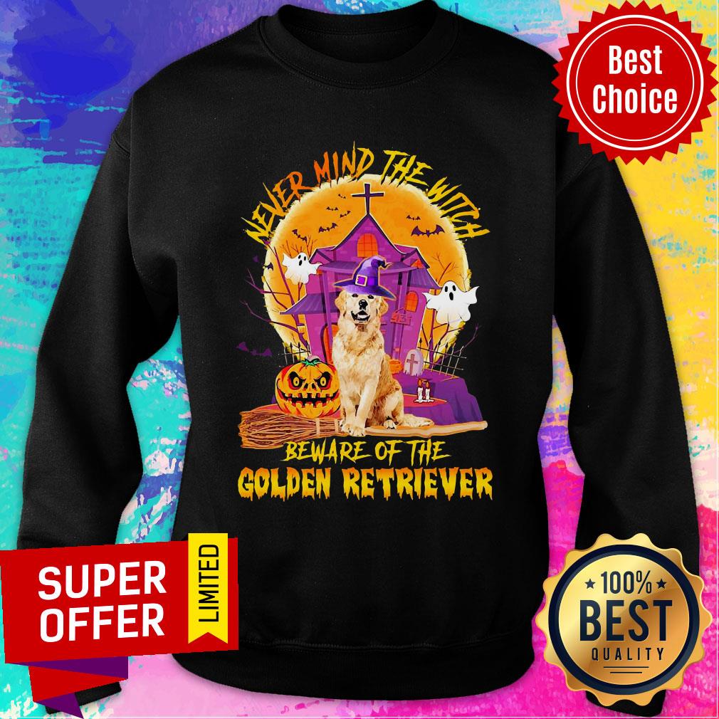 Never Mind The Witch Beware Of The Golden Retriever Halloween Shirt