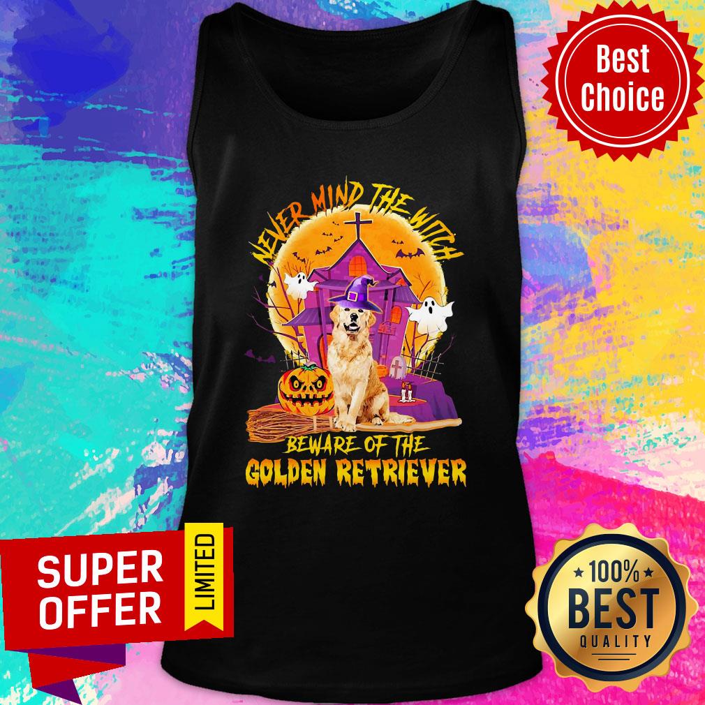 Never Mind The Witch Beware Of The Golden Retriever Halloween Shirt