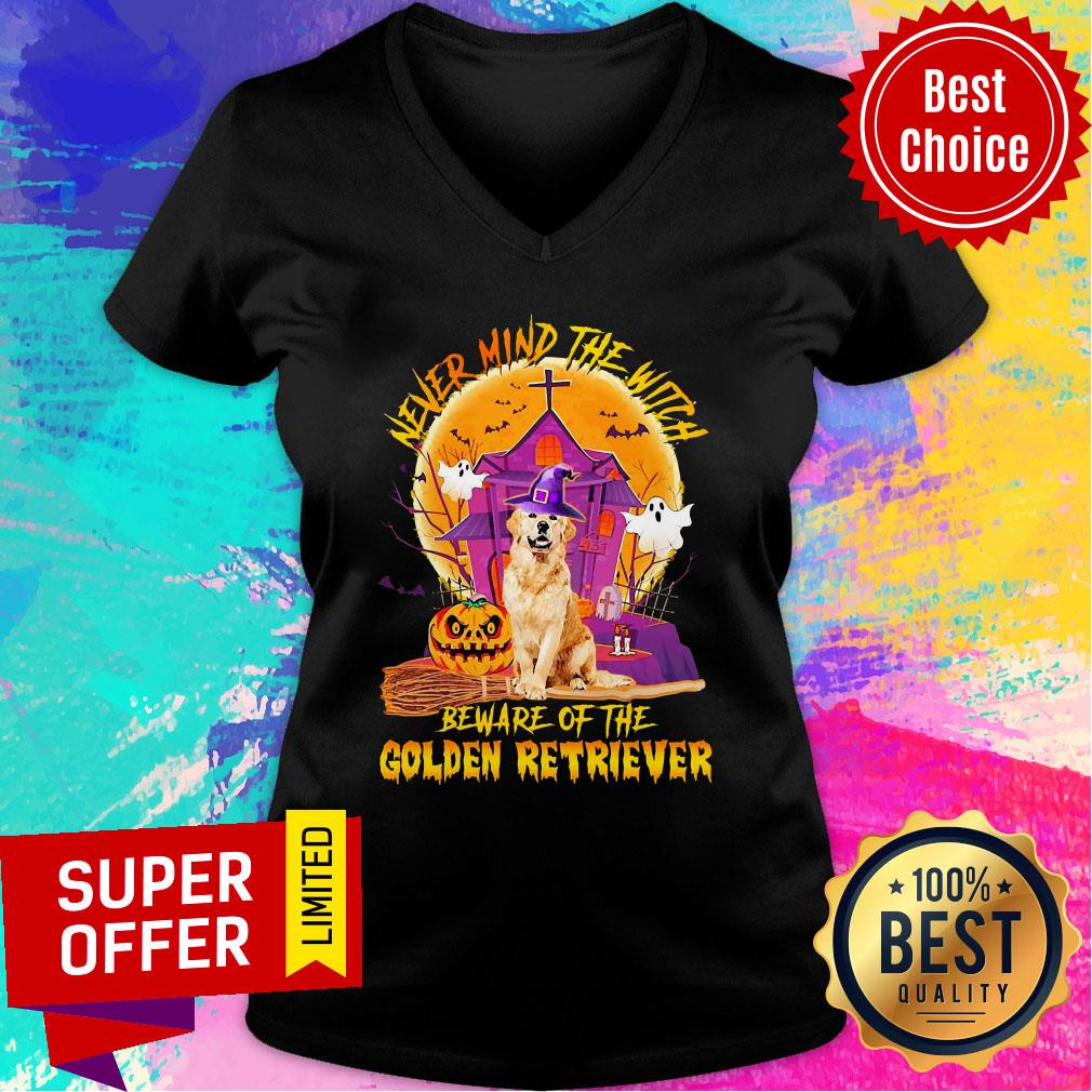Never Mind The Witch Beware Of The Golden Retriever Halloween Shirt