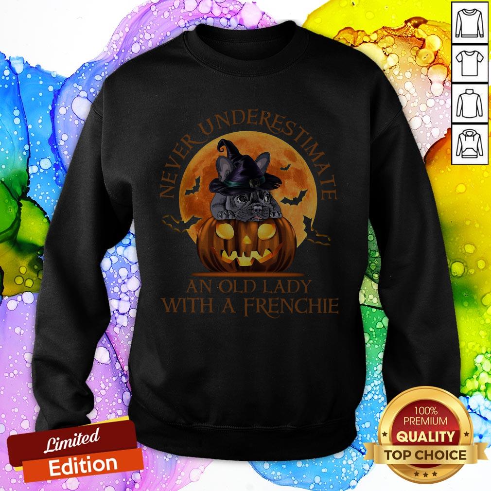 Never Underestimate An Old Lady With A Frenchie Halloween Shirt