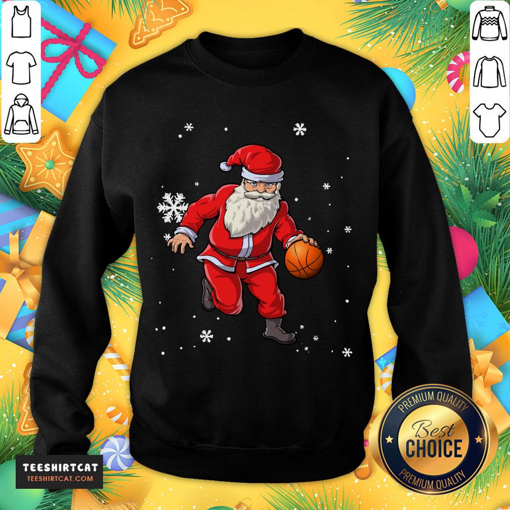 Nice Christmas Basketball Pajamas Santa Claus Slam Dunk Shirt