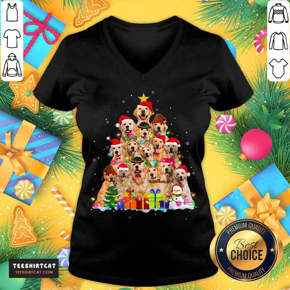 Nice Christmas Pajama Golden Retrievers Tree Xmas Gift Dog Lover Shirt