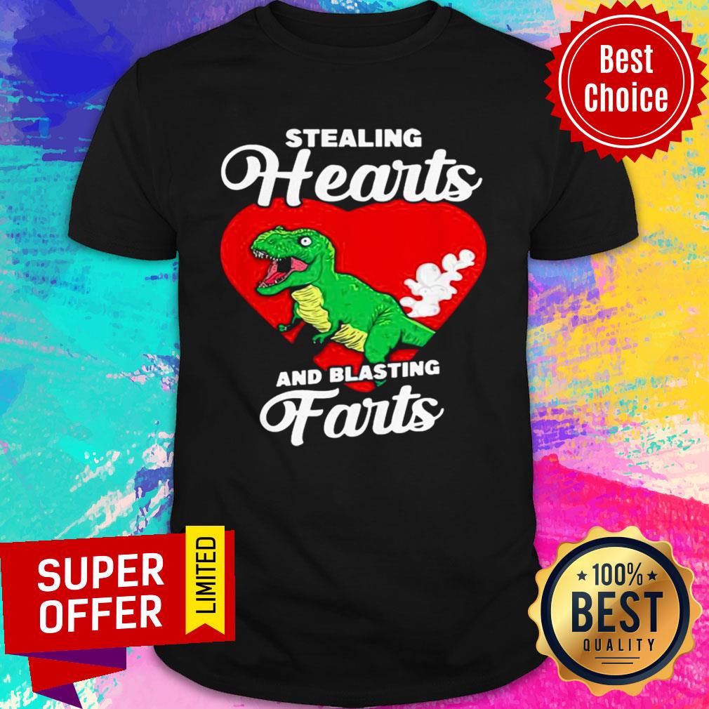 Nice Dinosaurs Stealing Hearts And Blasting Farts Valentines Day Shirt