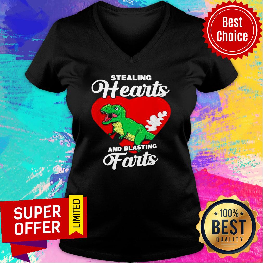 Nice Dinosaurs Stealing Hearts And Blasting Farts Valentines Day Shirt