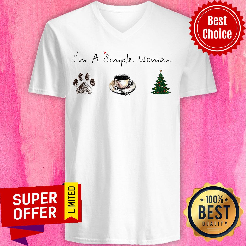 Nice I’m A Simple Woman Dog Paw Coffee And Tree Christmas Shirt