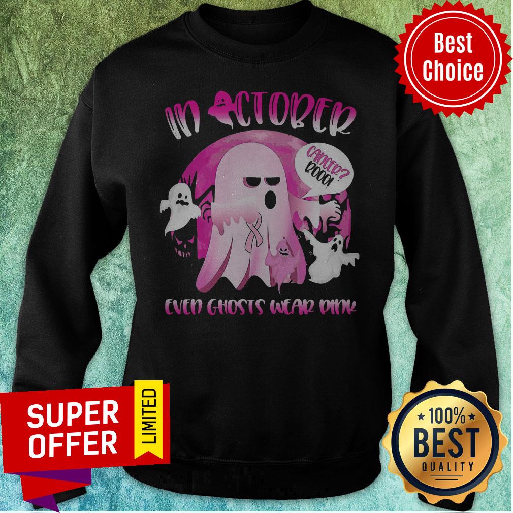 Nice In October We Wear Pink Ghost Boo Breast Cancer Shirt