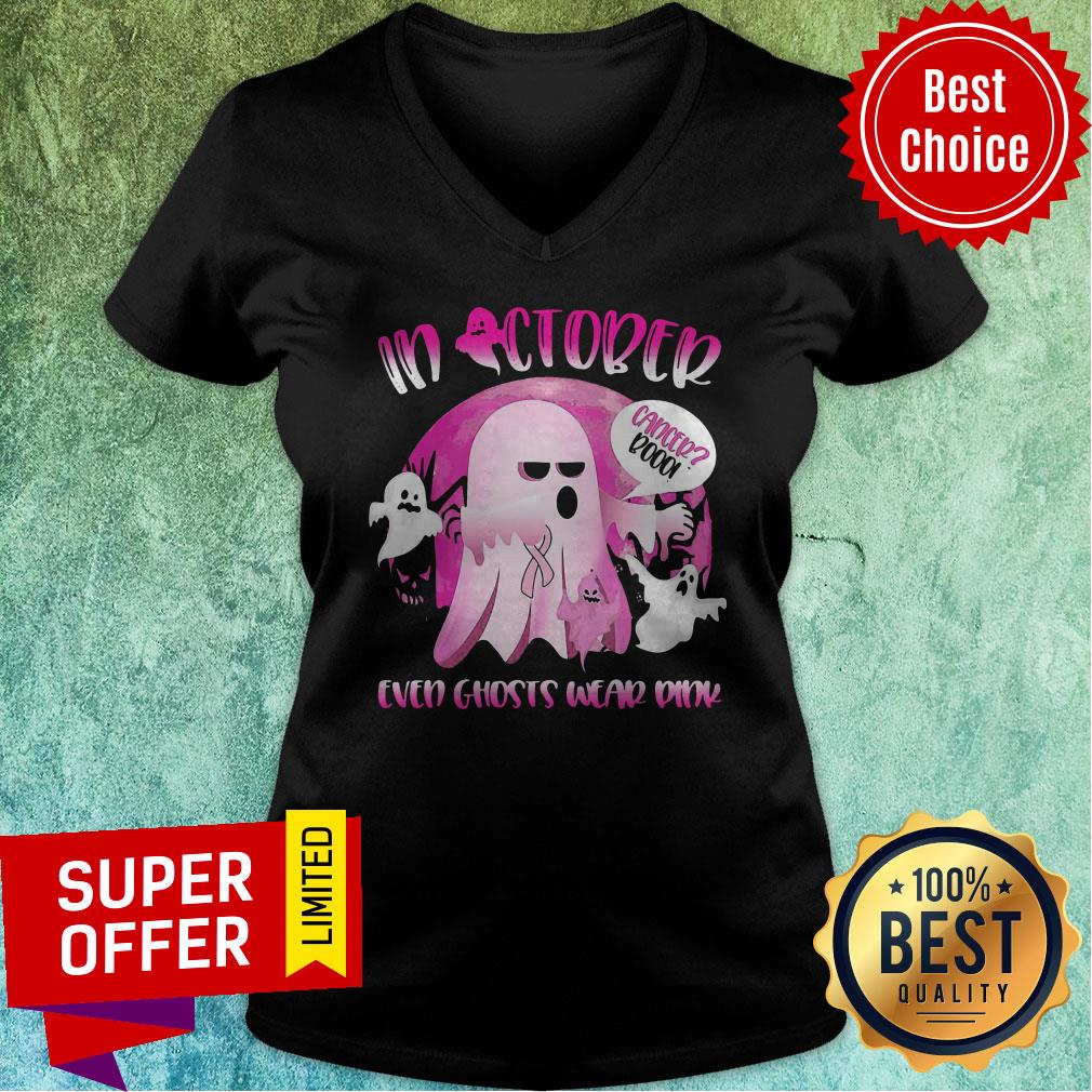 Nice In October We Wear Pink Ghost Boo Breast Cancer Shirt