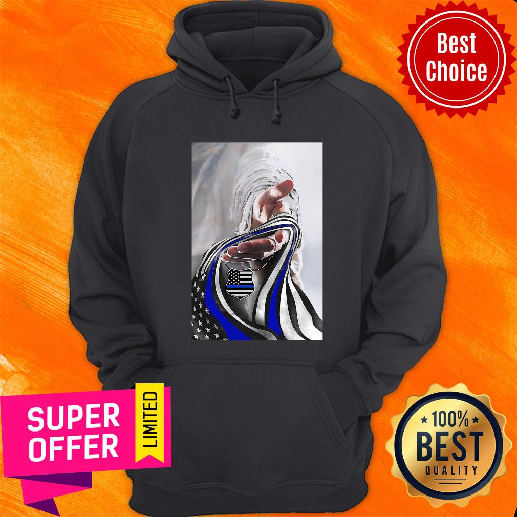 Nice Jesus God And Blue American Flag Shirt