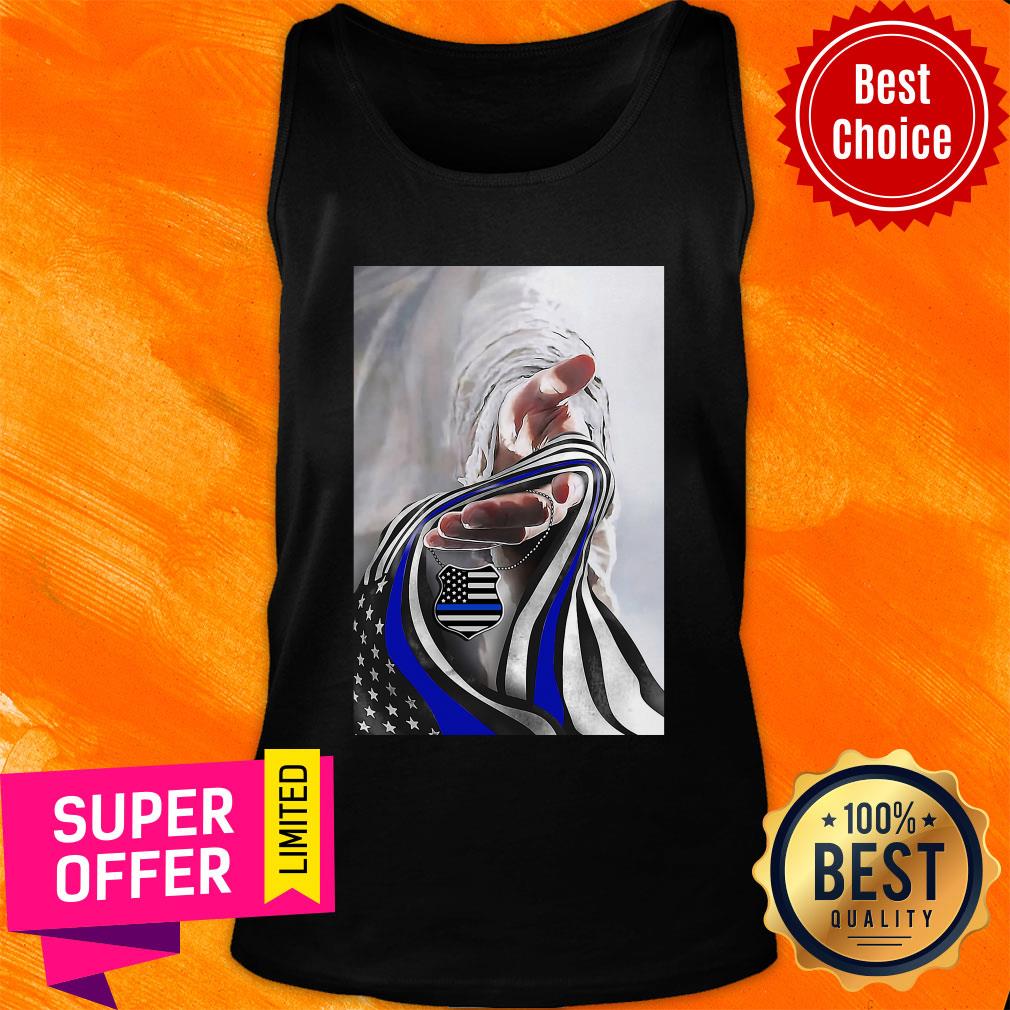 Nice Jesus God And Blue American Flag Shirt