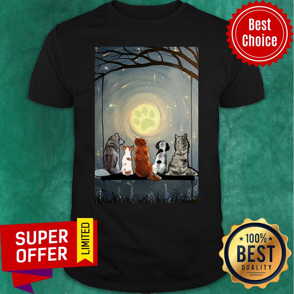 Nice Moonlight Dog Pawprint Shirt