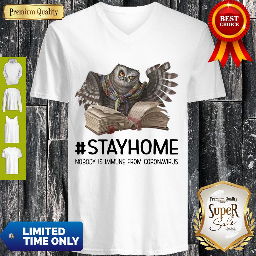 Nice Owl Reading Book Stay Home Nobody Is Immune From Coronavirus Shirt