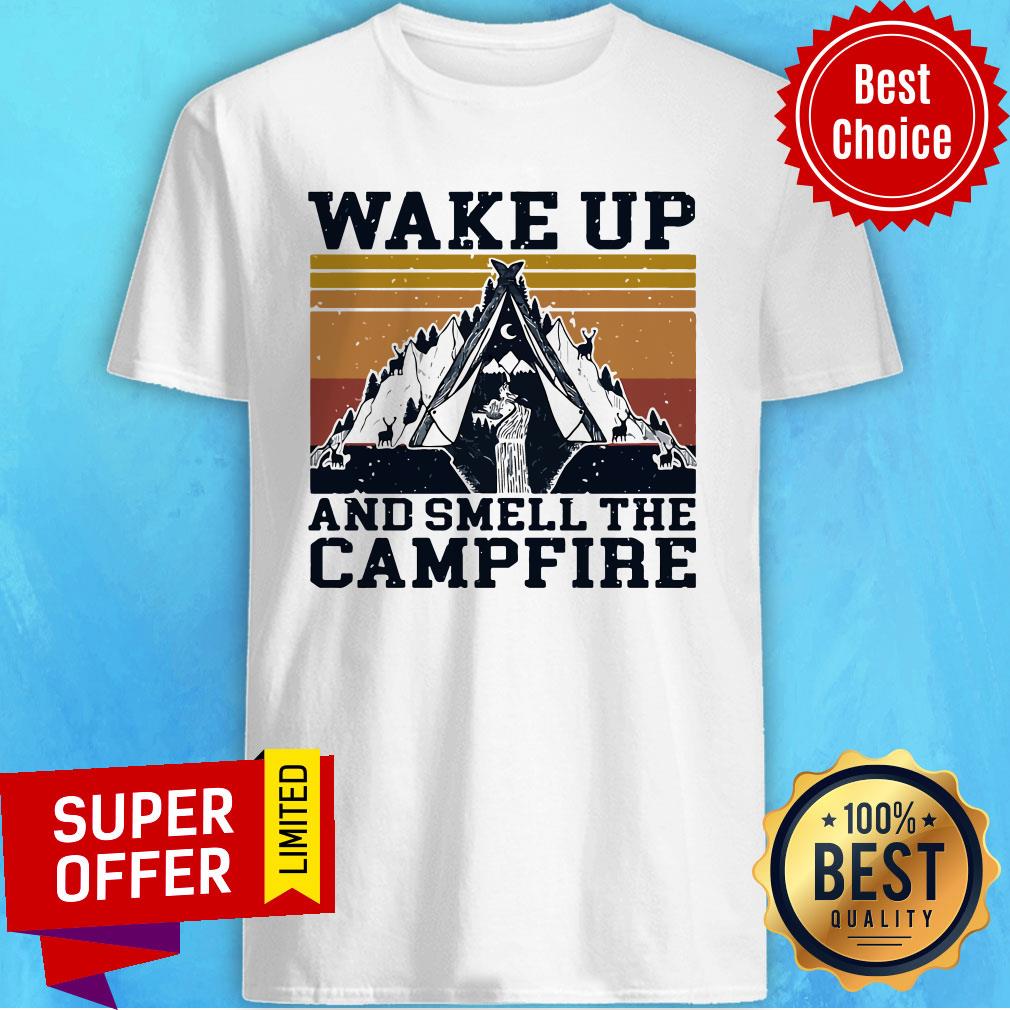 Nice Retro Navy Wake Up And Smell The Campfire Vintage Shirt
