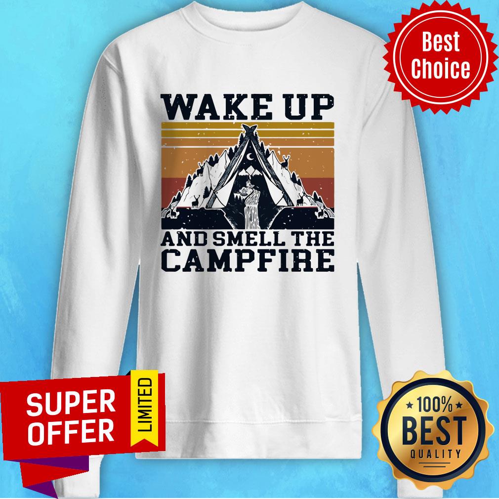 Nice Retro Navy Wake Up And Smell The Campfire Vintage Shirt