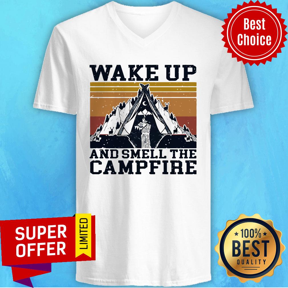 Nice Retro Navy Wake Up And Smell The Campfire Vintage Shirt