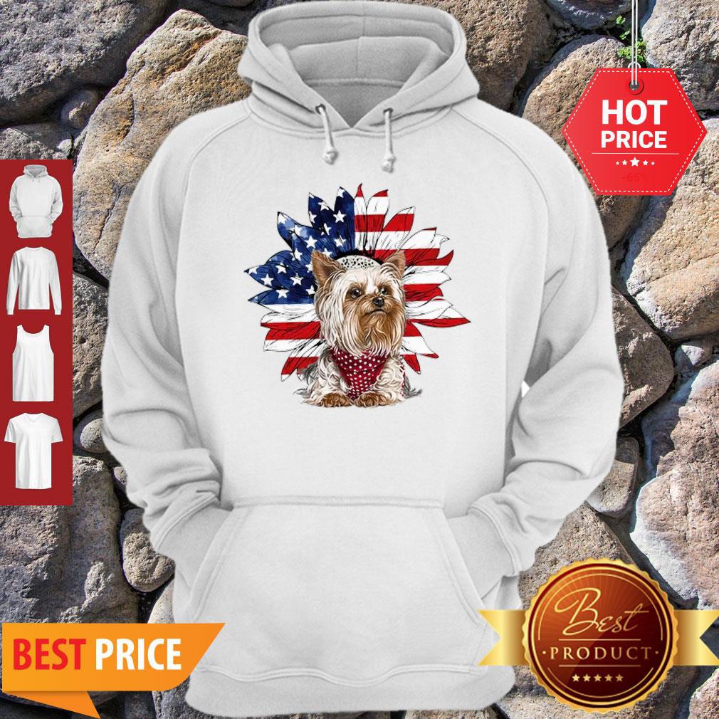 Nice Yorkshire Terrier American Flag Daisy Flower Shirt
