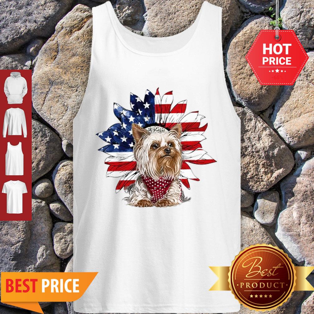 Nice Yorkshire Terrier American Flag Daisy Flower Shirt