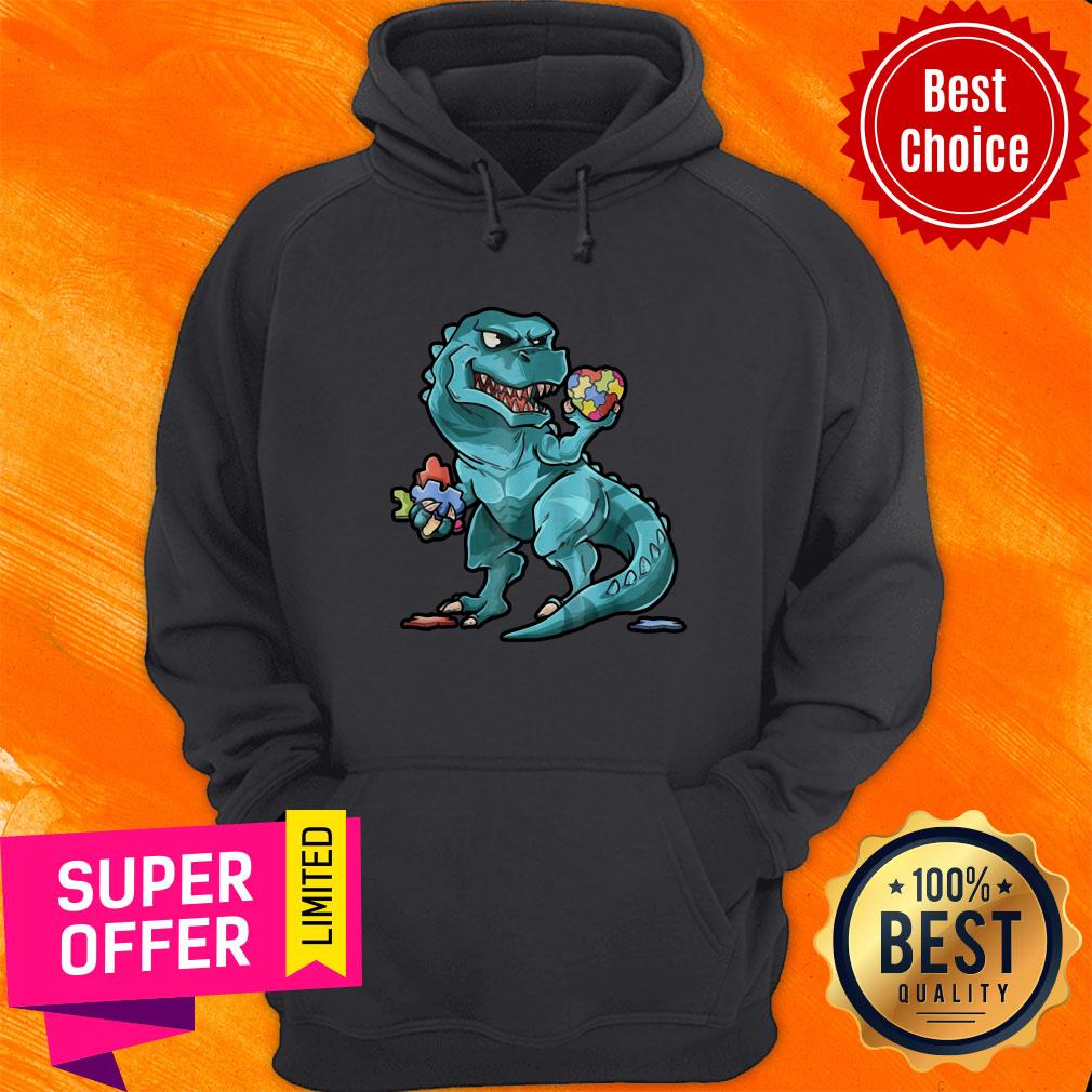 Official Autism Awareness Dinosaur Shirt Heart Puzzle Pieces Shirt