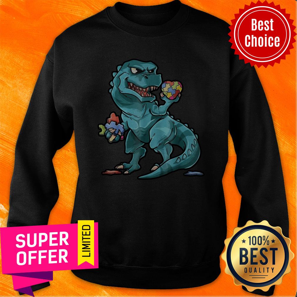 Official Autism Awareness Dinosaur Shirt Heart Puzzle Pieces Shirt