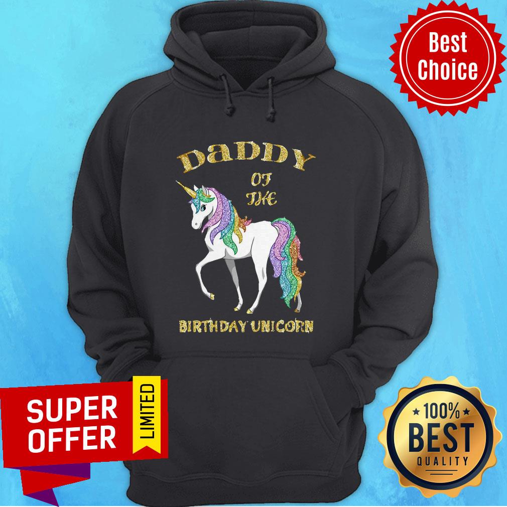 Official Daddy Of The Birthday Unicorn Rainbow And Gold Shirt
