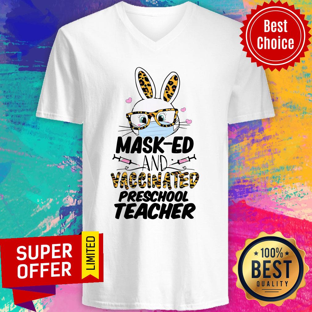 Official Mask-ed And Vaccinated Preschool Teacher Easter Shirt