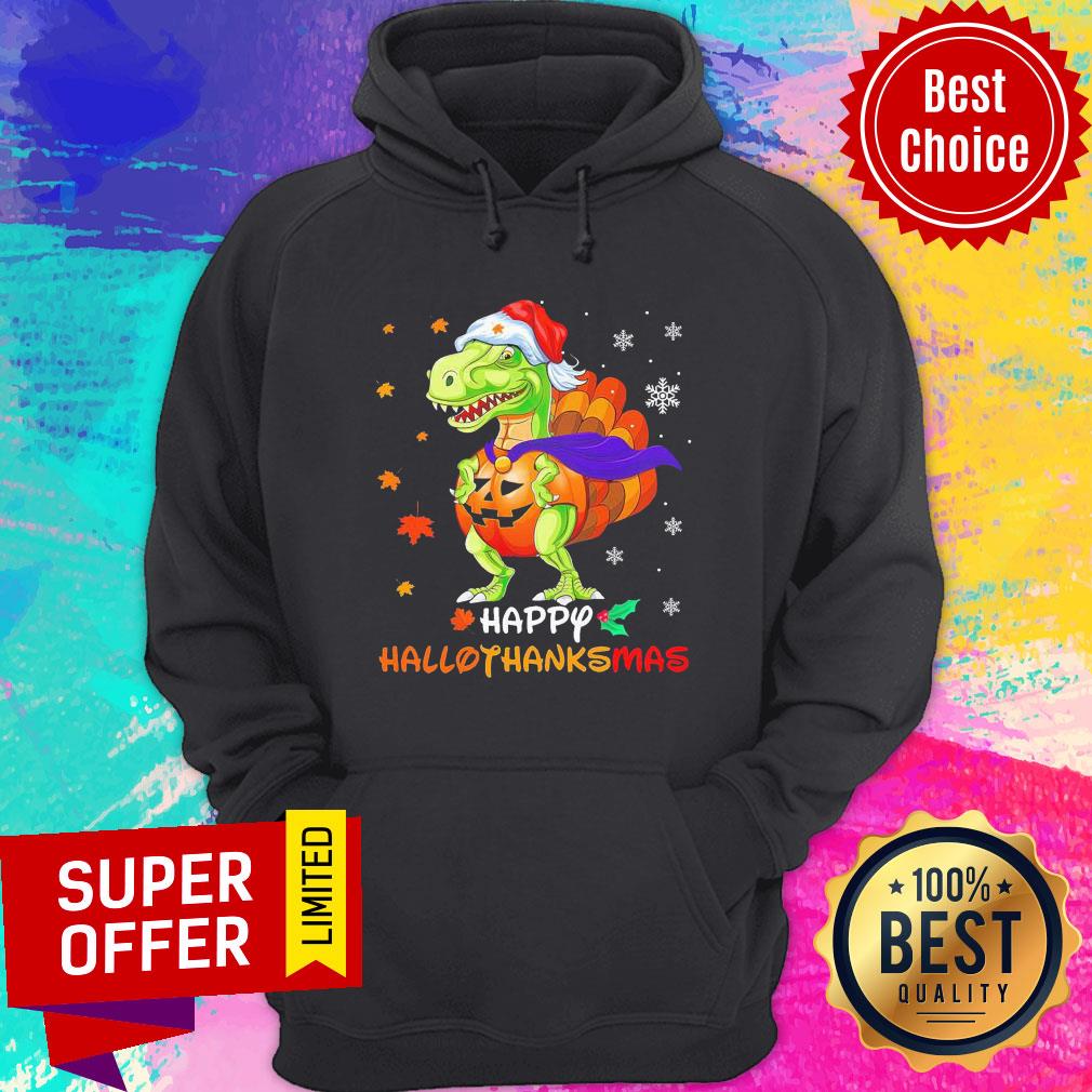 Official Santa Dinosaur Pumpkin Happy Hallothanksmas Shirt