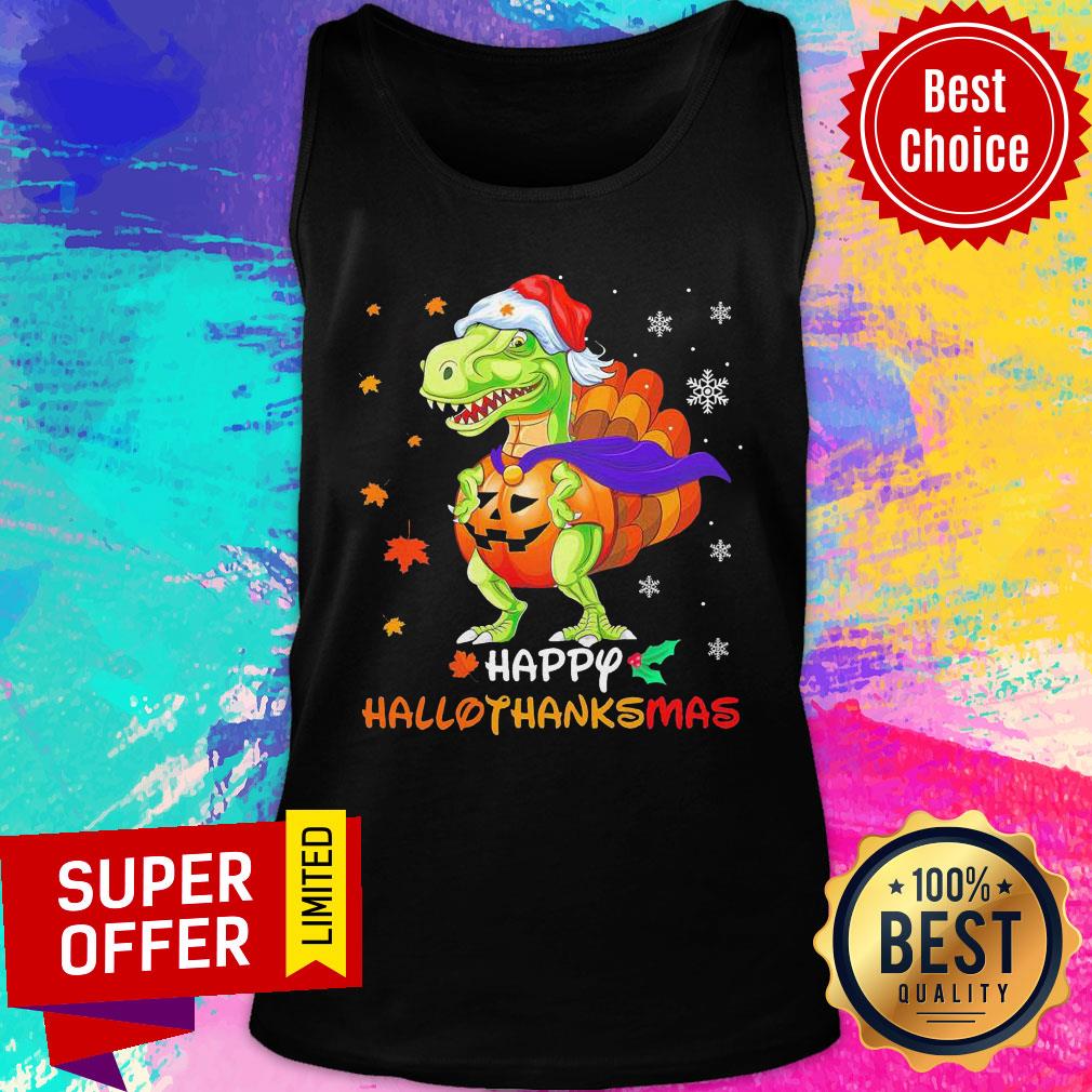Official Santa Dinosaur Pumpkin Happy Hallothanksmas Shirt