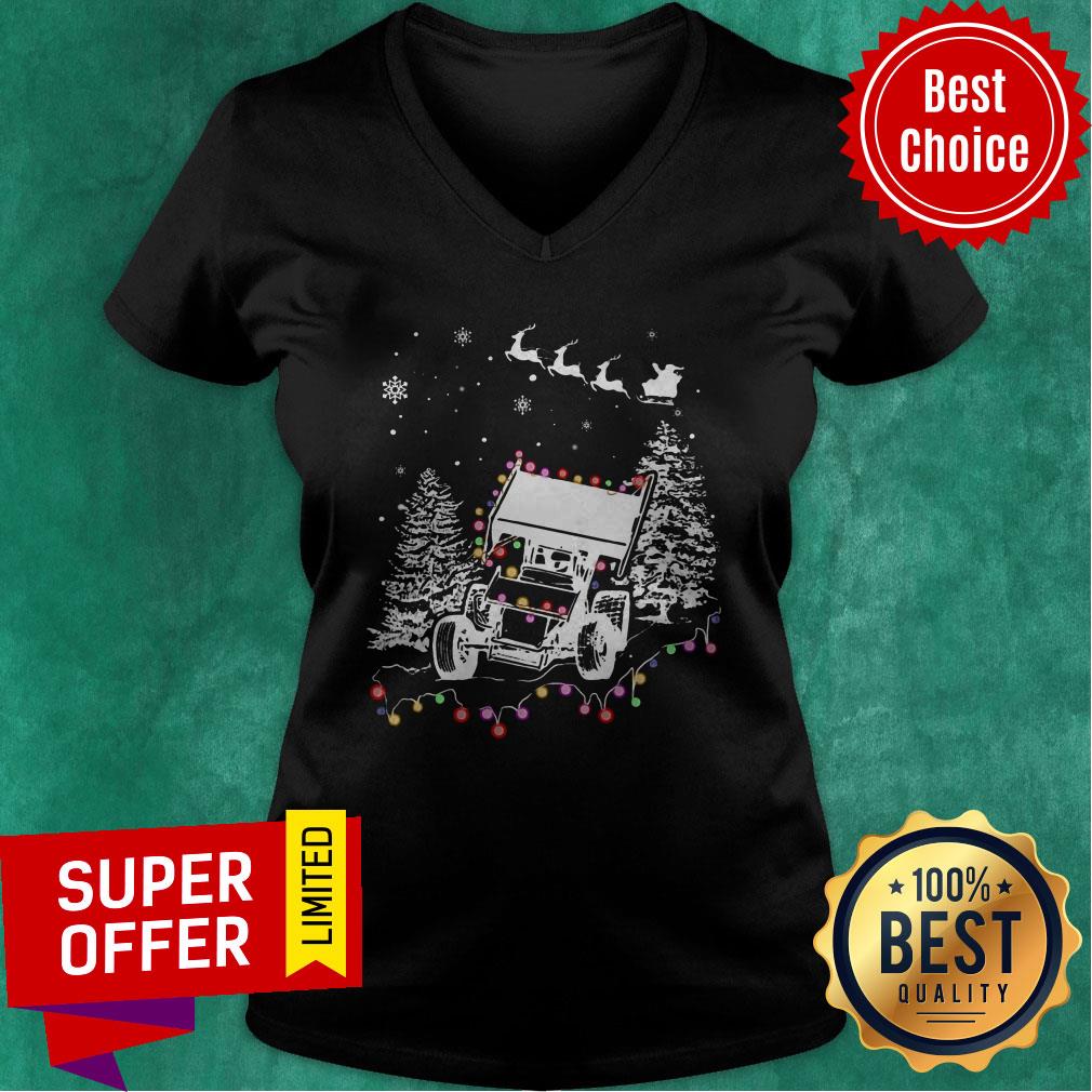 Official Winged Sprint Cars With Tree Christmas Lights Shirt