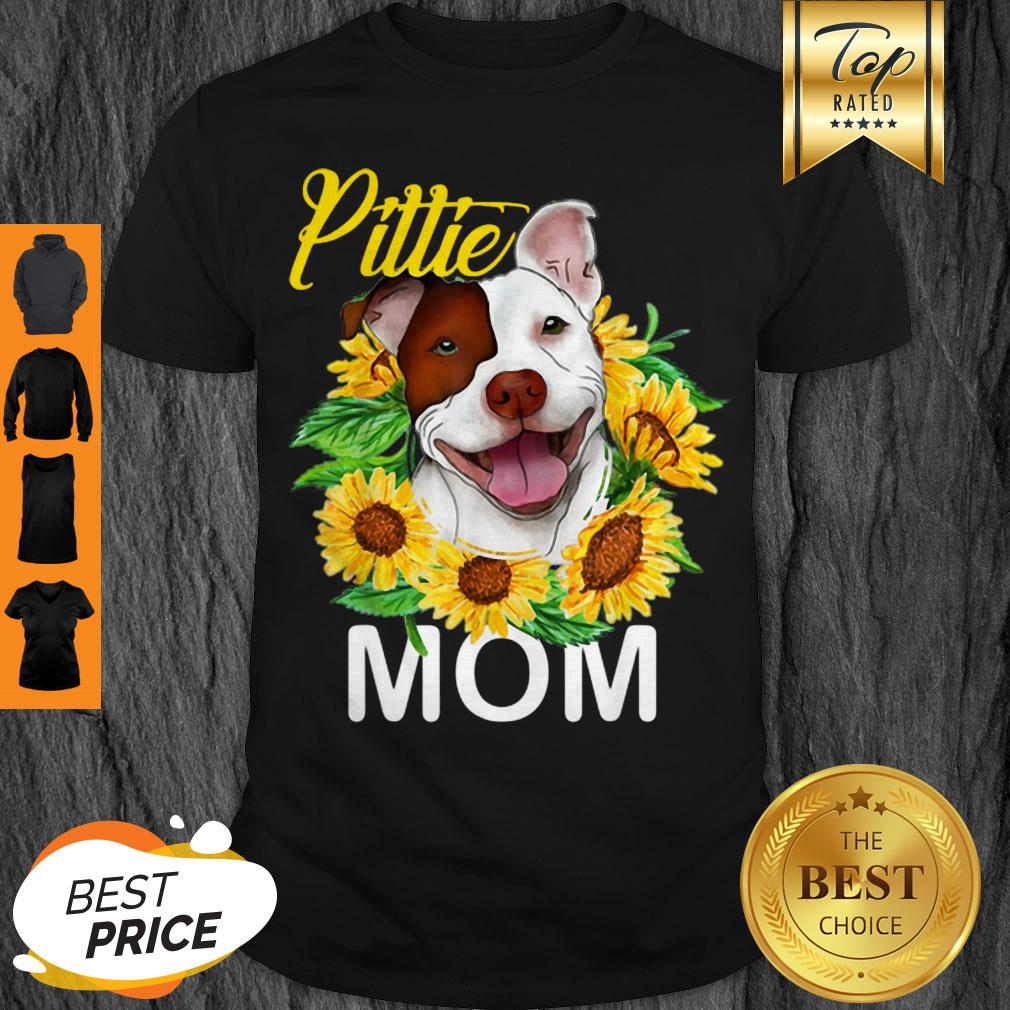 Official Womens Pitbull Pittie Mom Sunflower Mothers Day Gift Shirt