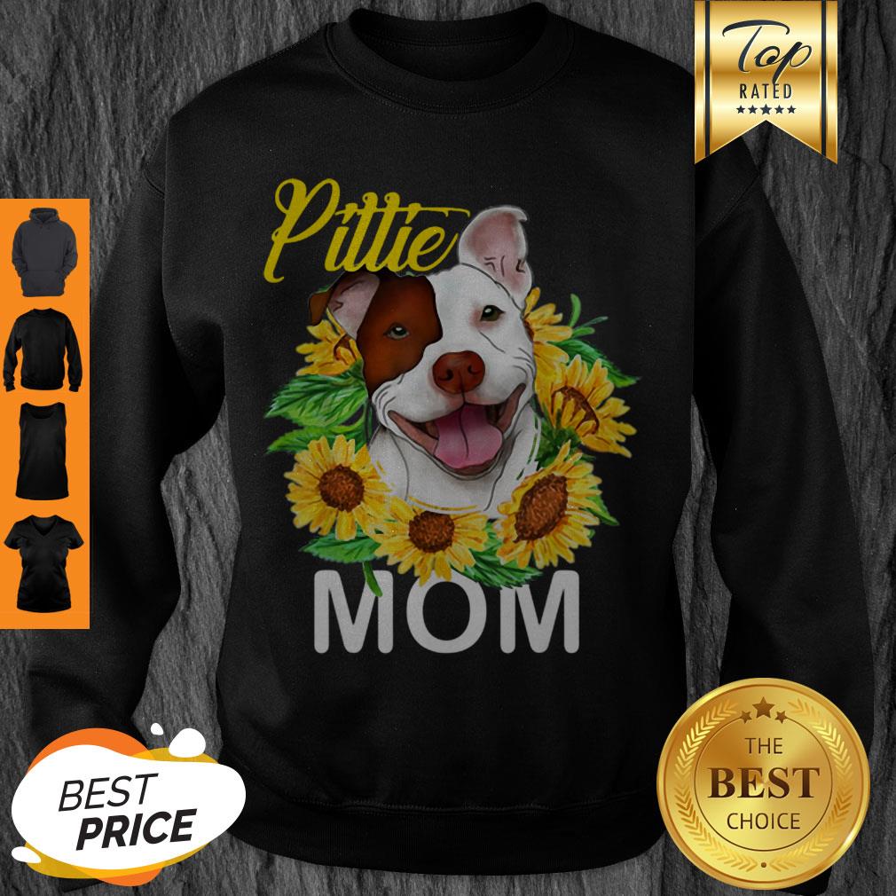 Official Womens Pitbull Pittie Mom Sunflower Mothers Day Gift Shirt