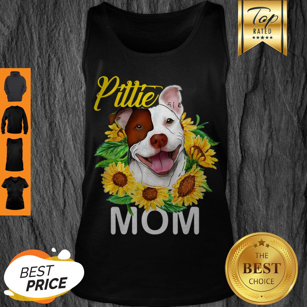 Official Womens Pitbull Pittie Mom Sunflower Mothers Day Gift Shirt