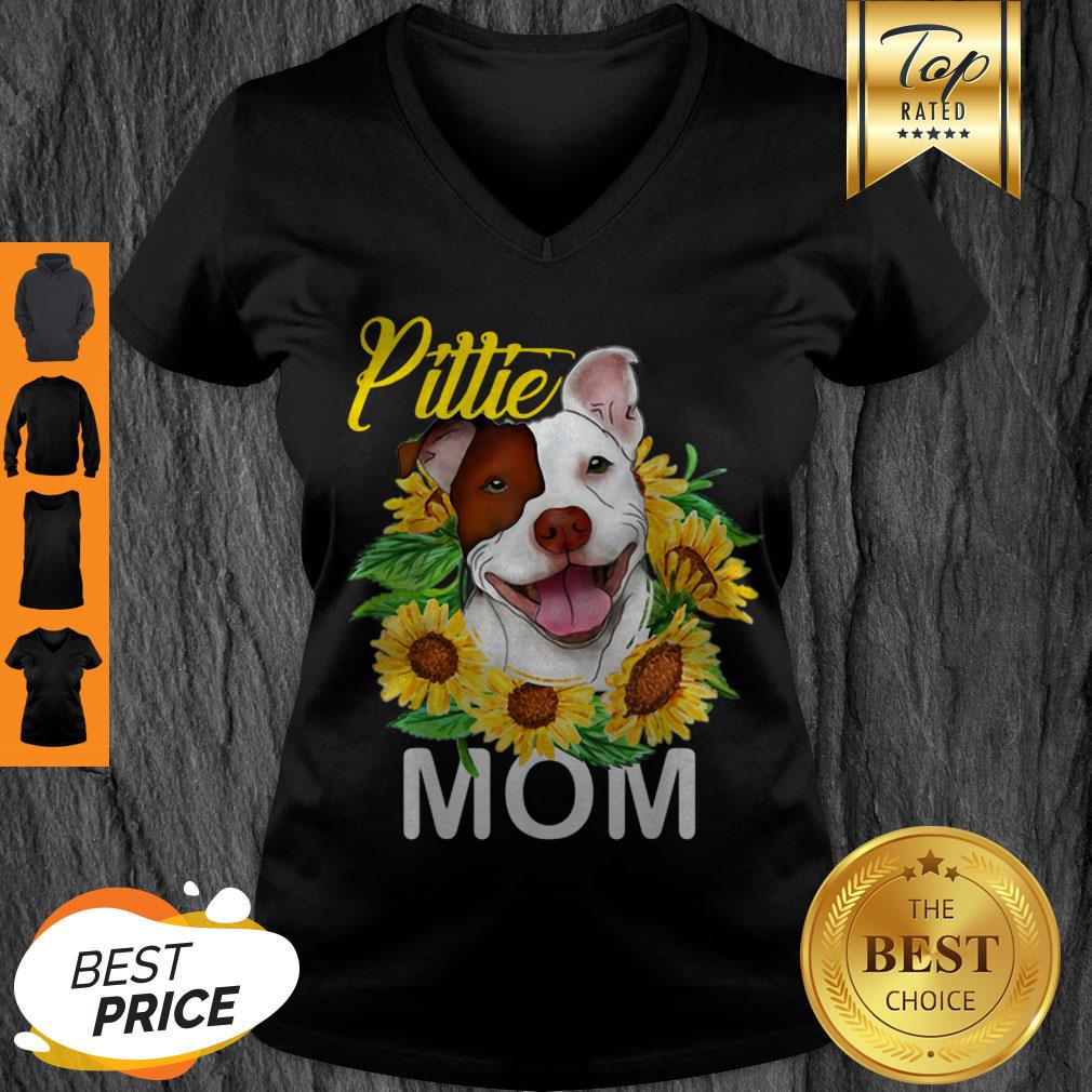 Official Womens Pitbull Pittie Mom Sunflower Mothers Day Gift Shirt