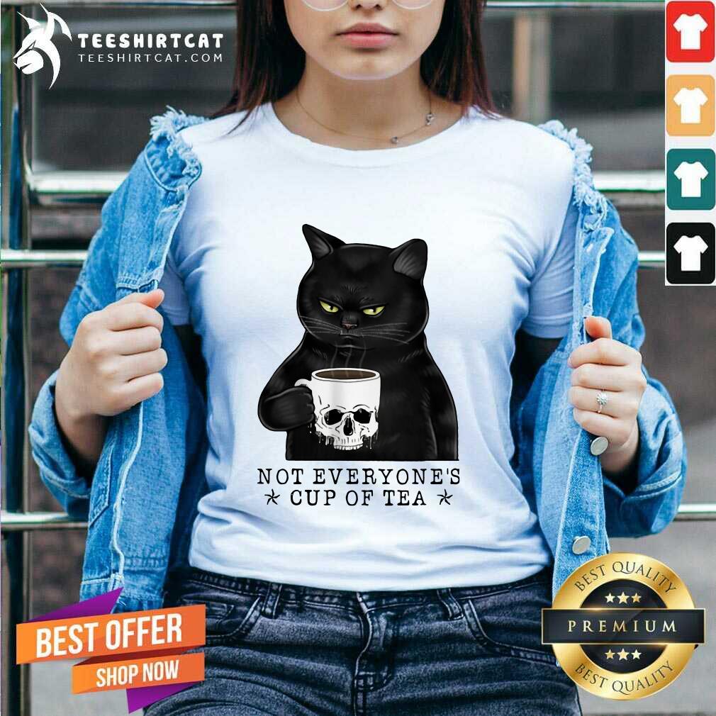 Original Not Everyones Cup Of Tea Cat Skull Cup Shirt