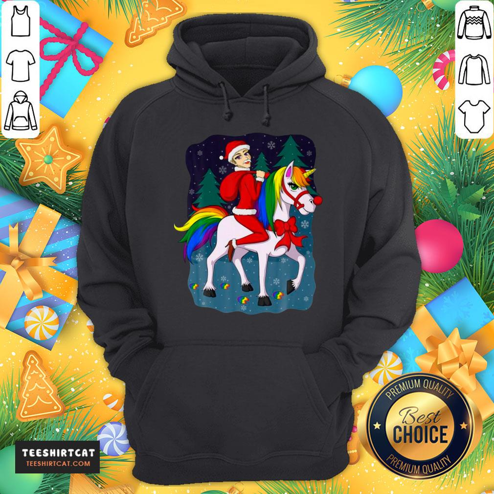 Original Women Santa Claus Riding A Unicorn Ugly Christmas Shirt