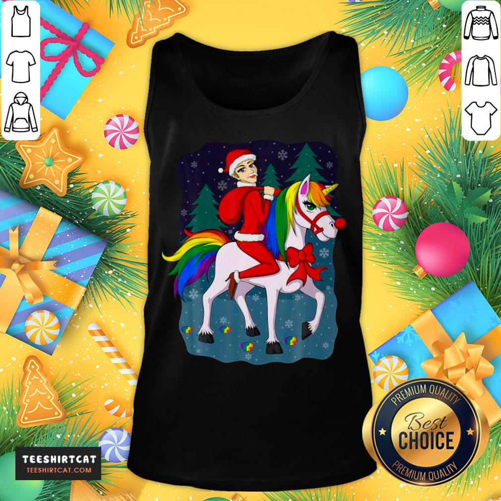 Original Women Santa Claus Riding A Unicorn Ugly Christmas Shirt