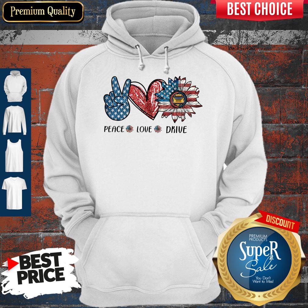 Peace Love Drive Sunflower American Flag Shirt