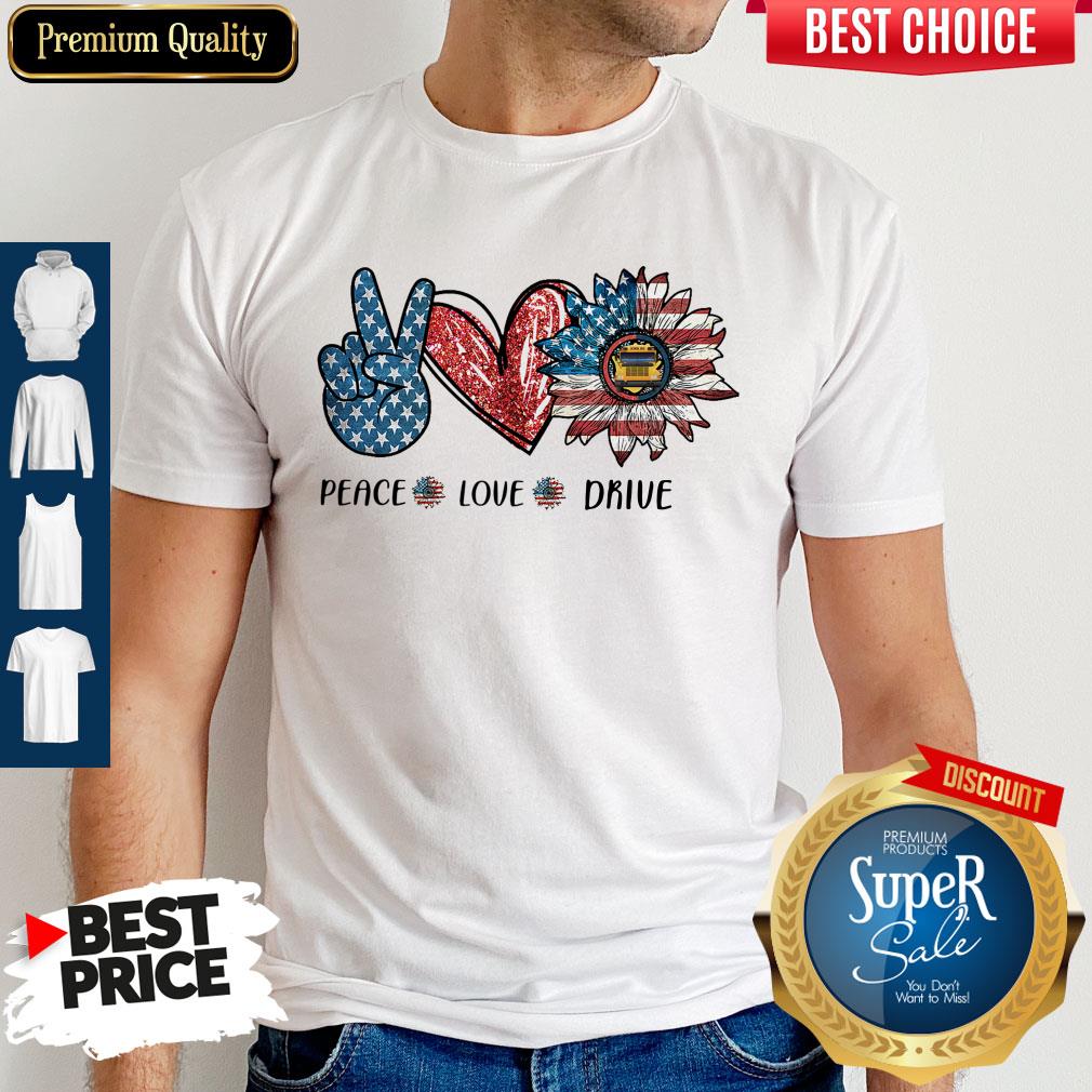 Peace Love Drive Sunflower American Flag Shirt