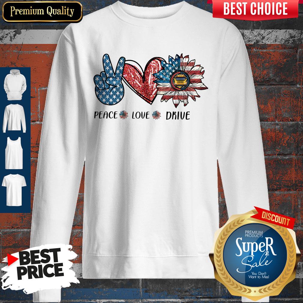 Peace Love Drive Sunflower American Flag Shirt