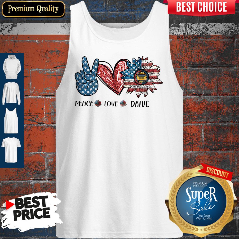 Peace Love Drive Sunflower American Flag Shirt