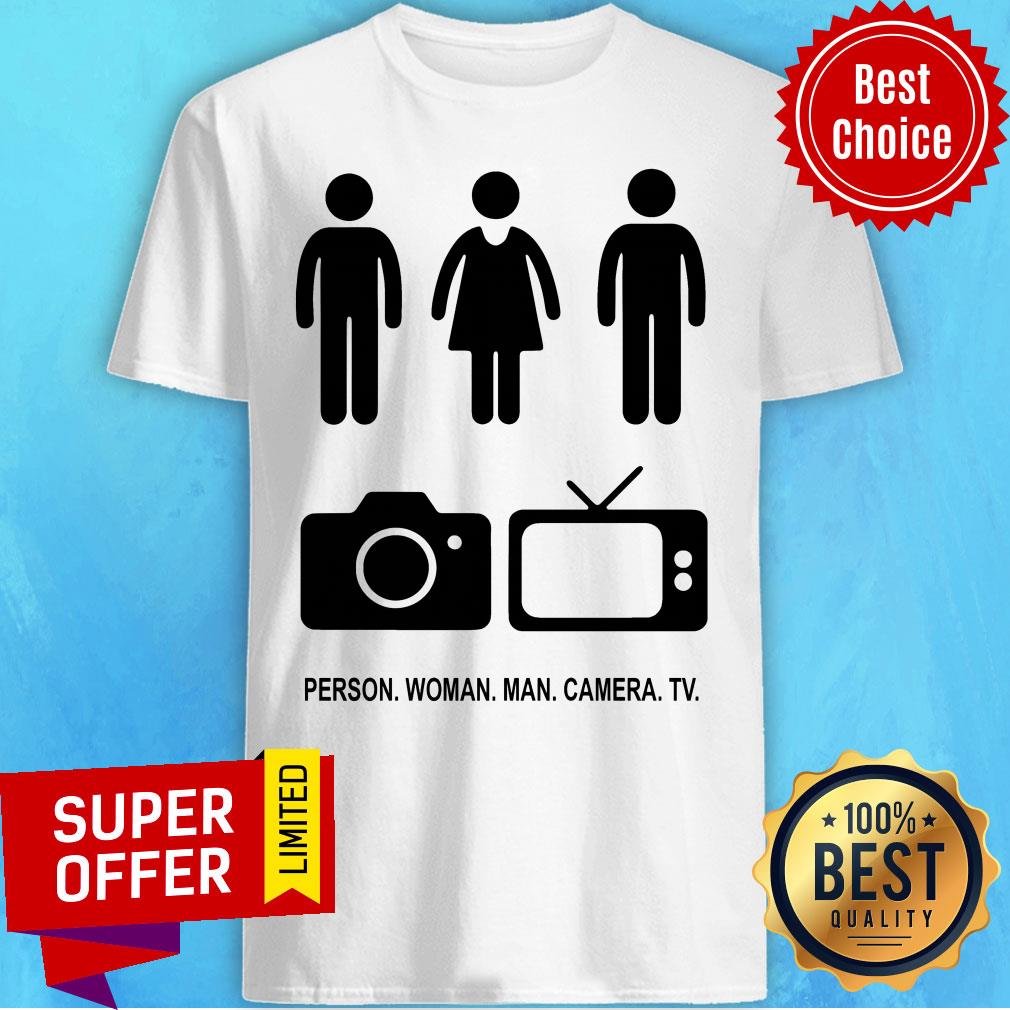Person Woman Man Camera TV Trump Unisex Grey Cotton Tee Shirt