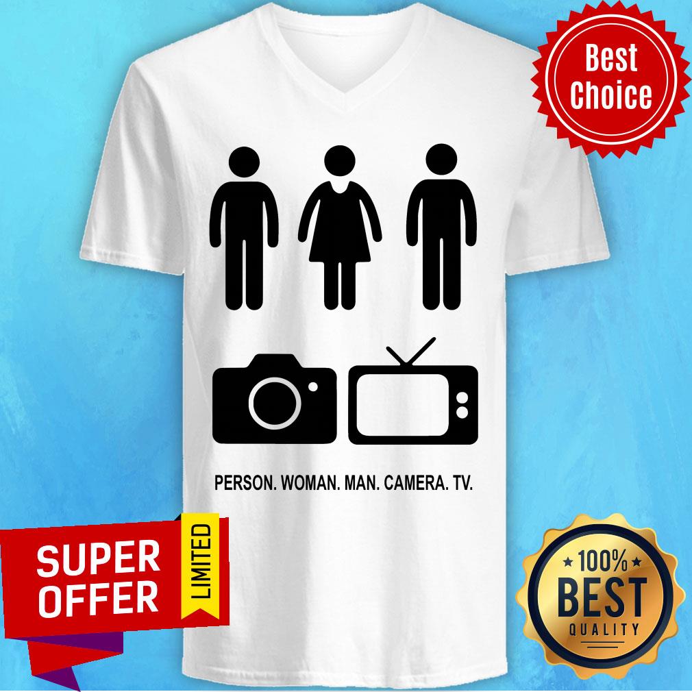 Person Woman Man Camera TV Trump Unisex Grey Cotton Tee Shirt